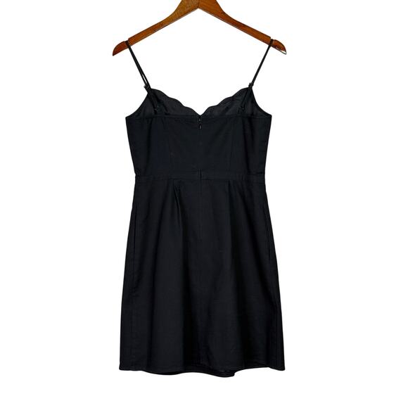 J.Crew Scalloped Neckline Spaghetti Strap Mini Dress Lined Pockets ZipUp 4 Black - Picture 11 of 15